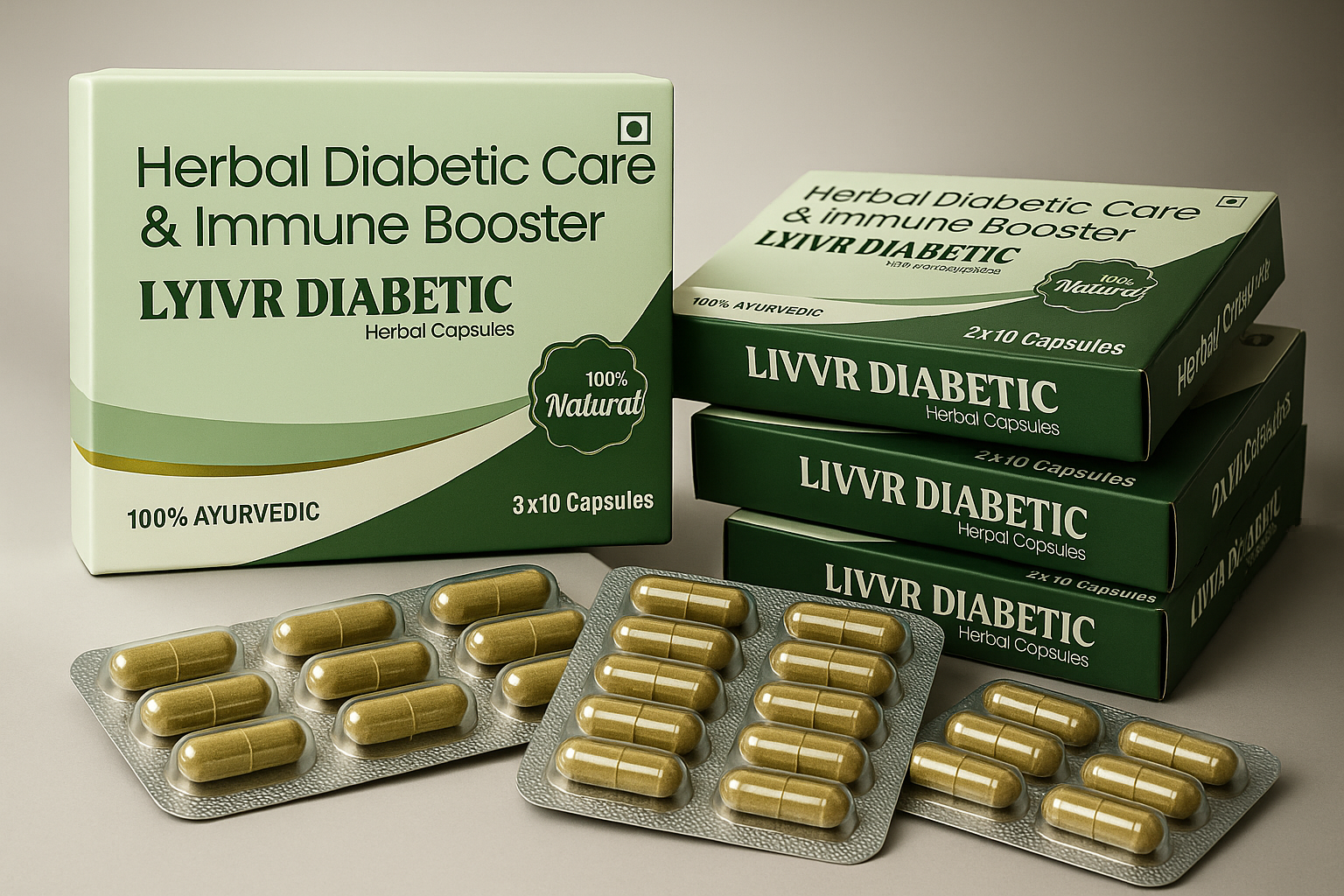 LYIVR DIABETIC - Herbal Diabetic Care & Immune Booster 60 Capsules - ALU ALU blister packing
