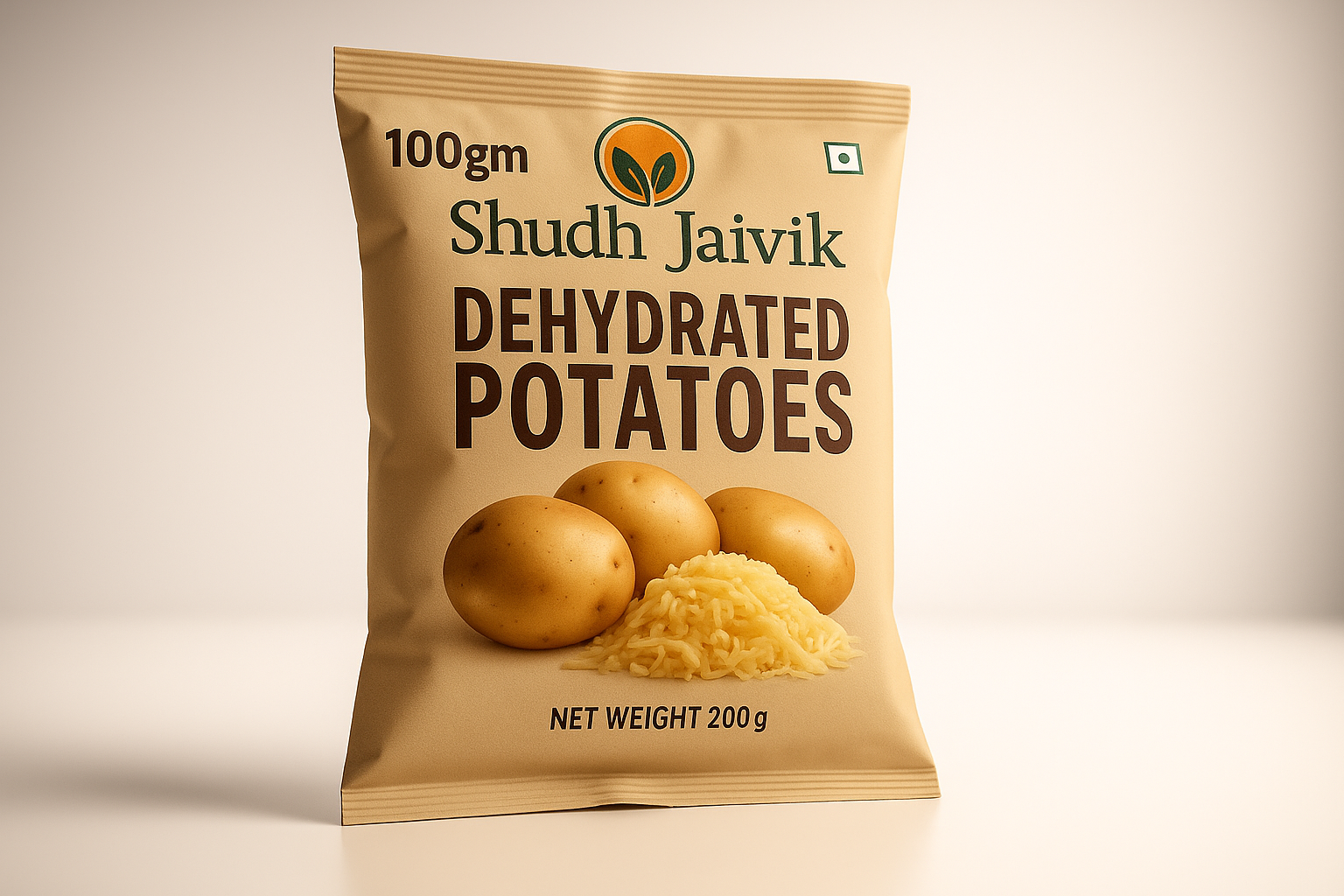 Dehydrated Potatoes with 100gm label