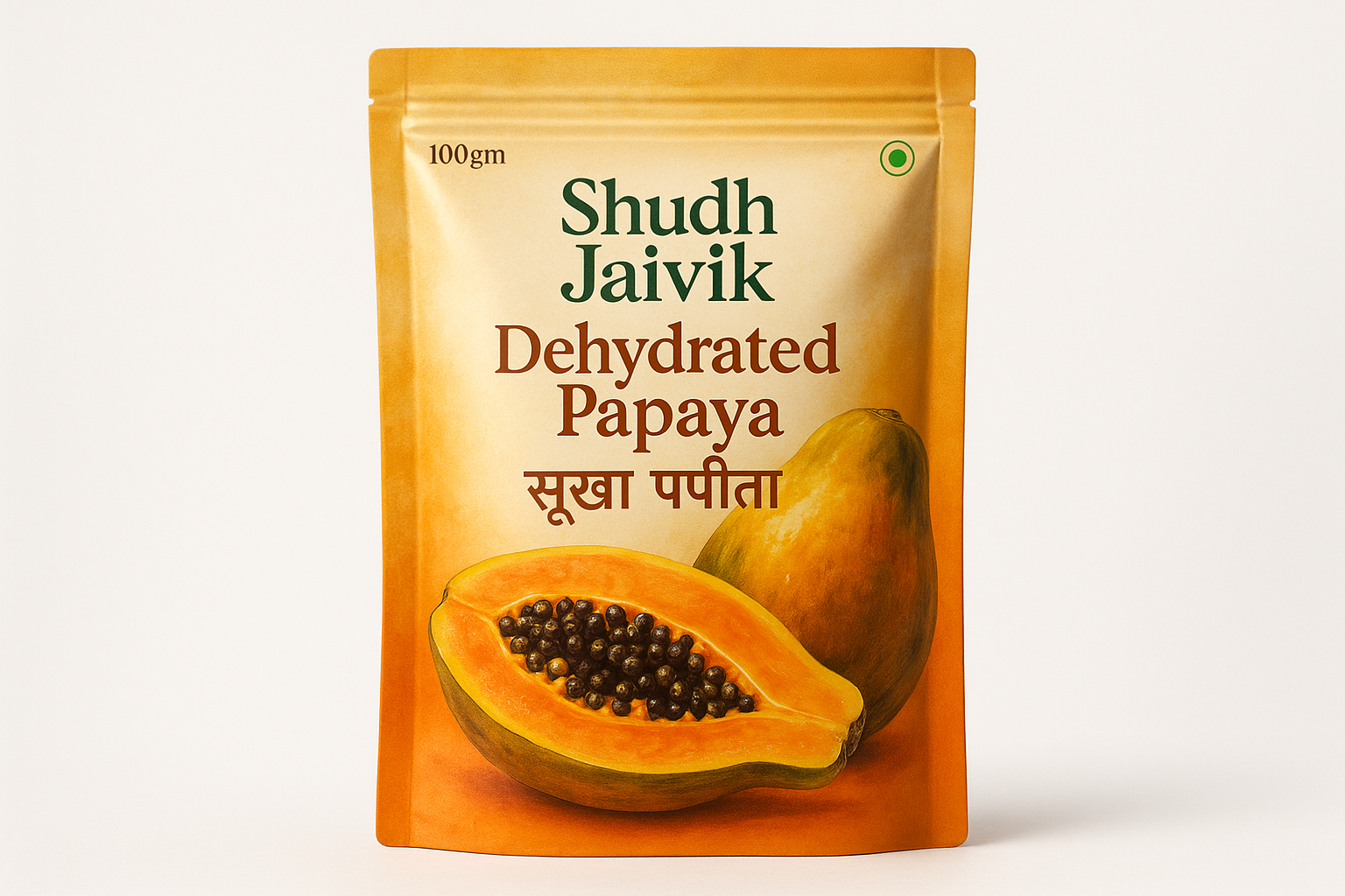 Shudh Jaivik Dehydrated Papaya - Premium Packaging
