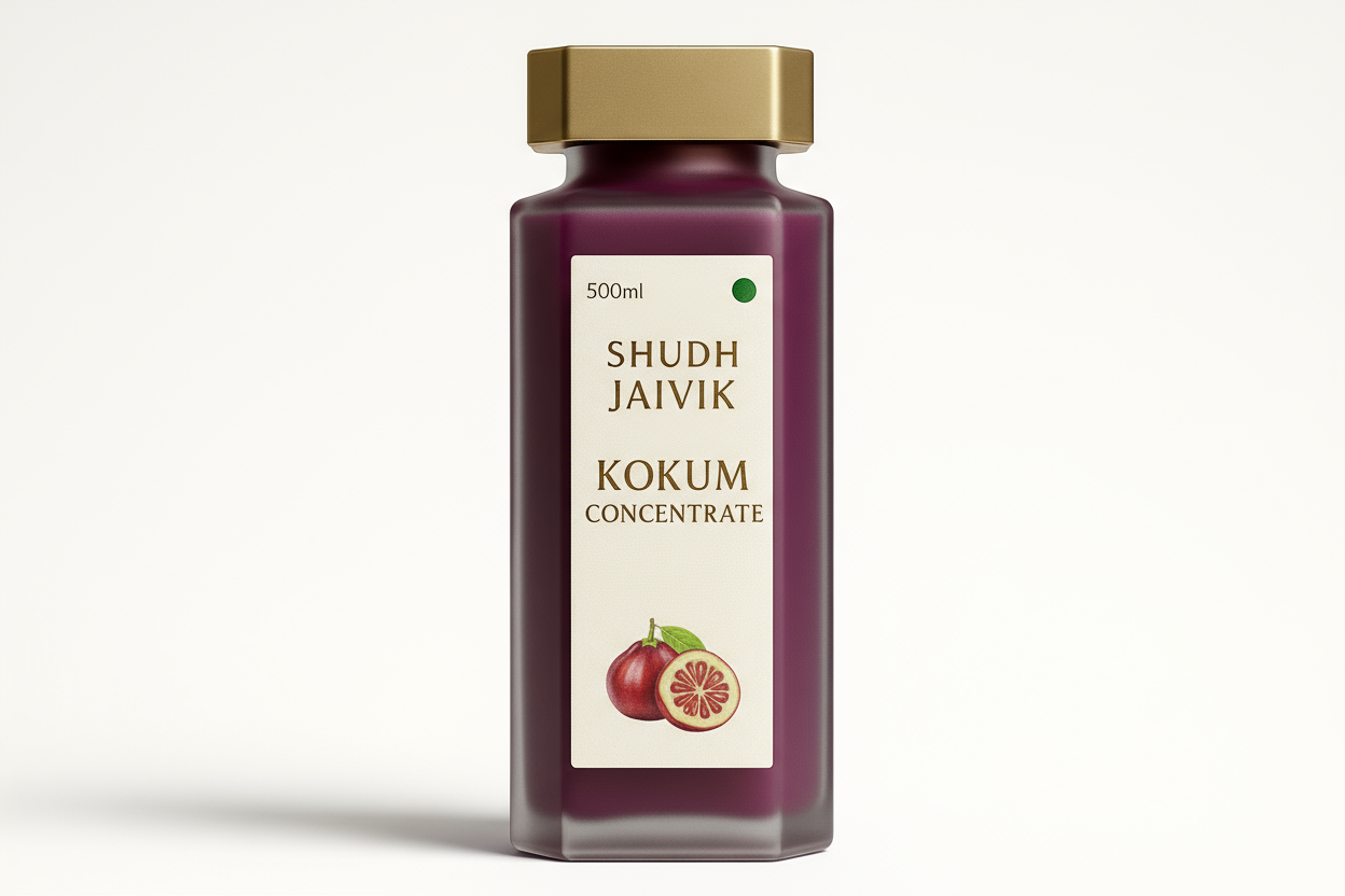 Shudh Jaivik Kokum Concentrate - Redesigned Premium Glass Bottle