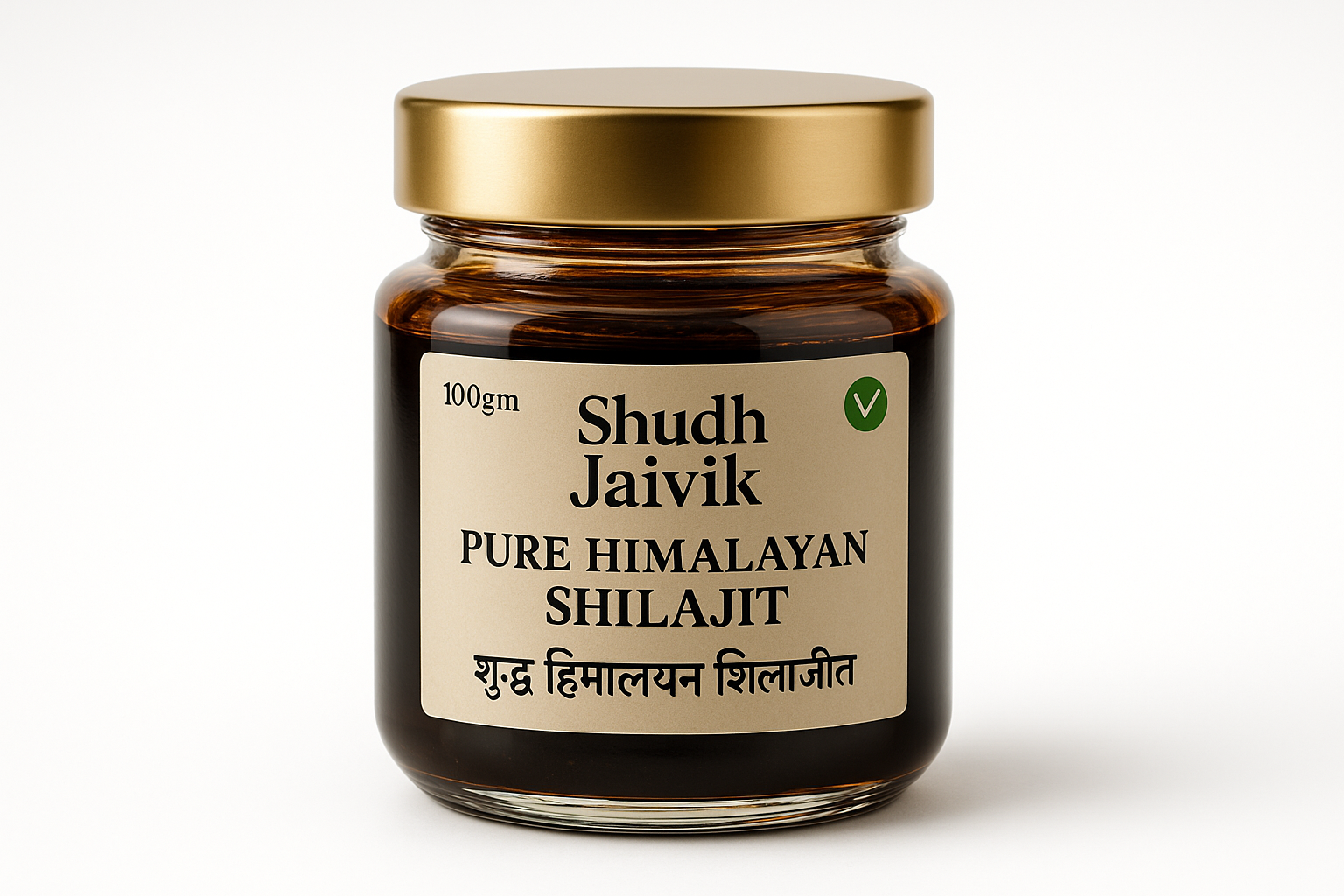 Shudh Jaivik Pure Himalayan Shilajit - Premium Glass Jar Product Photo