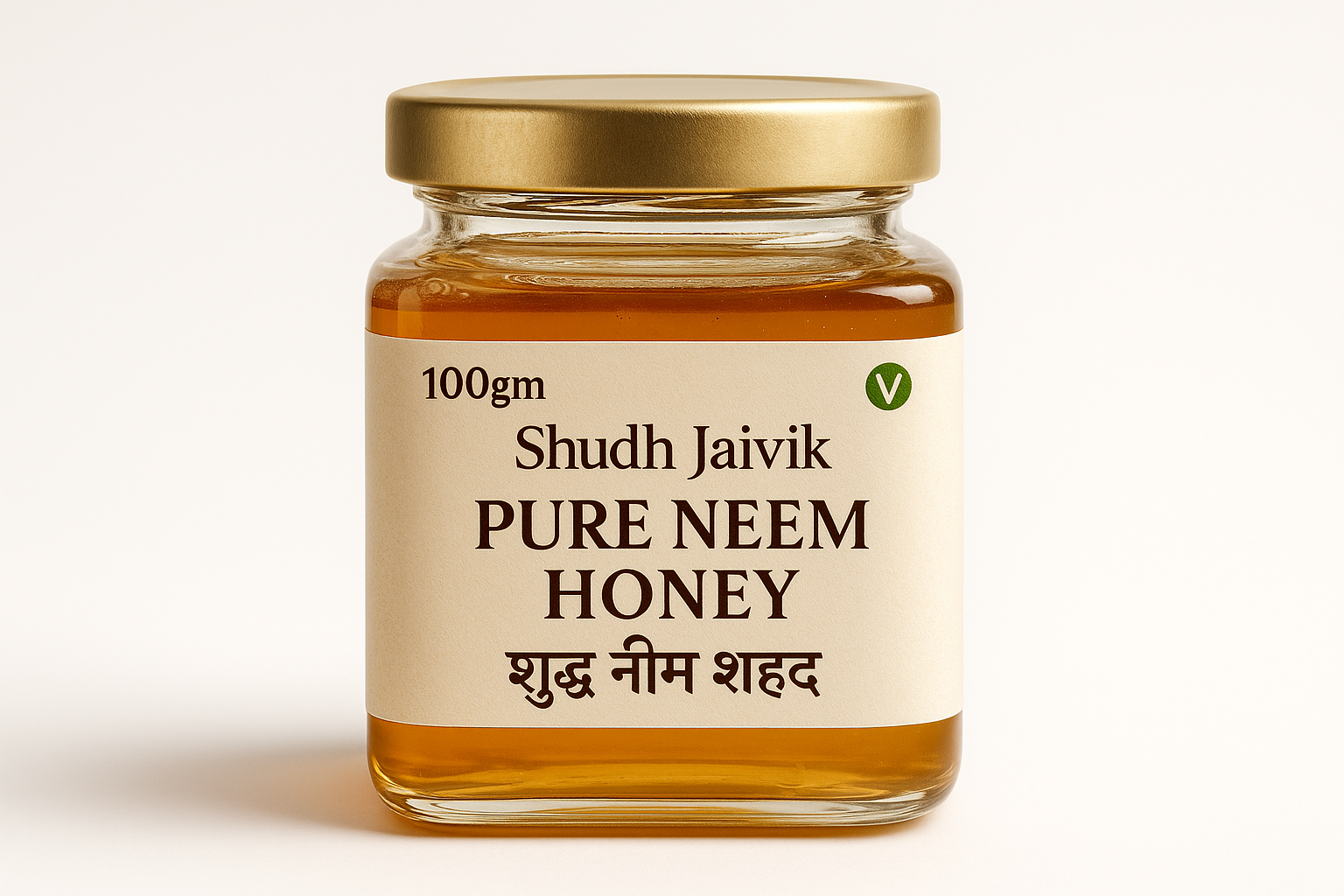 Shudh Jaivik Pure Neem Honey - Premium Glass Jar Packaging