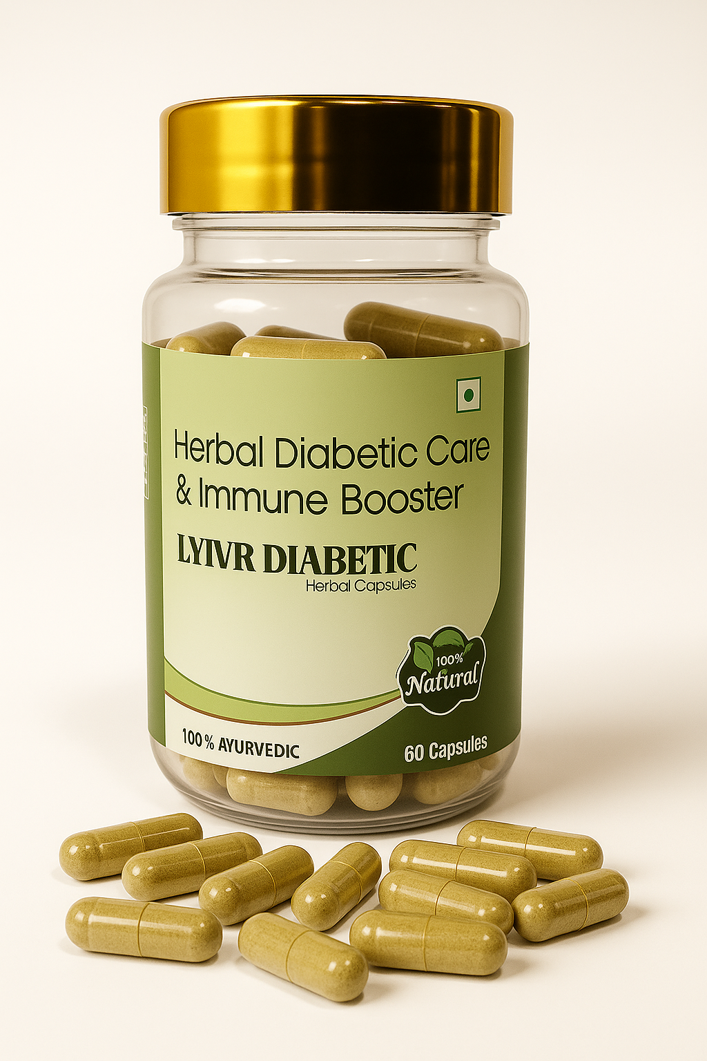 LYIVR DIABETIC - Herbal Diabetic Care & Immune Booster Capsules (60 Capsules) Jar
