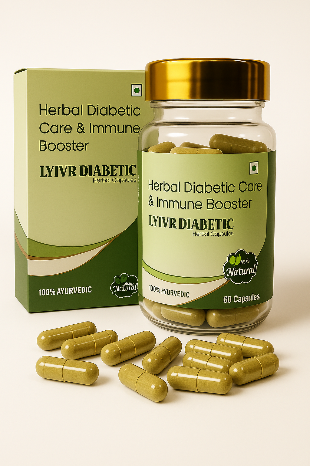 LYIVR DIABETIC - Herbal Diabetic Care & Immune Booster Capsules (60 Capsules) Jar