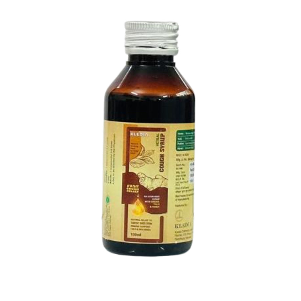 KLEDIA Herbal Cough Syrup - Fast Acting Relief with Ginger, Tulsi & Honey (100ml)