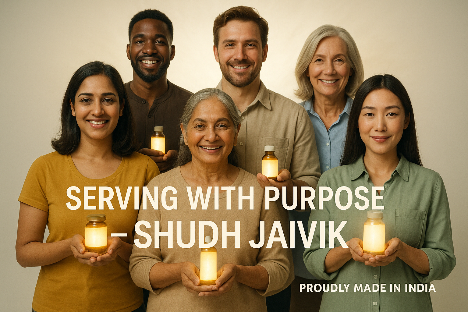 Cinematic 3D advertisement for Shudh Jaivik brand with diverse people