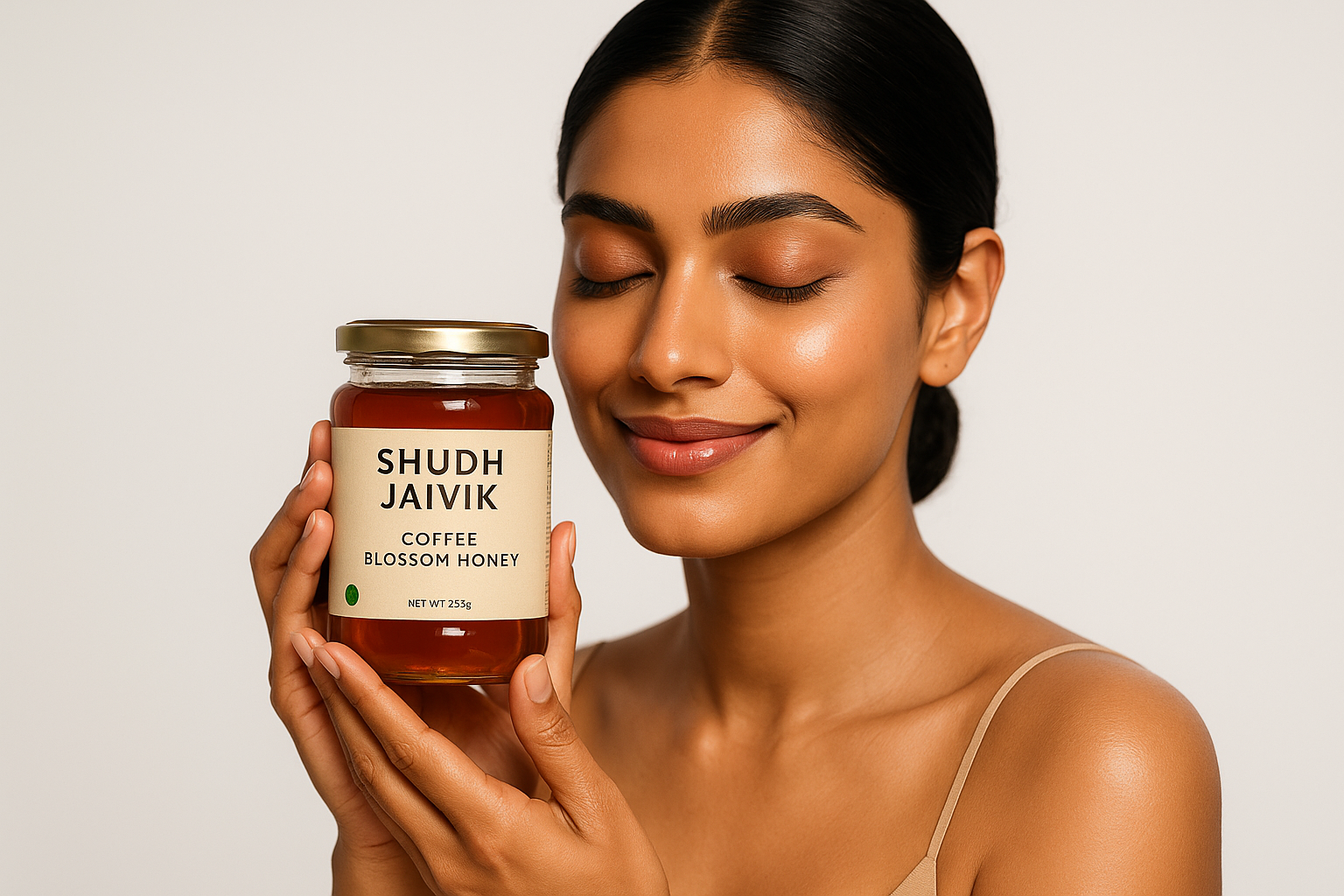 Coffee Blossom Honey - Lifestyle Model Shot