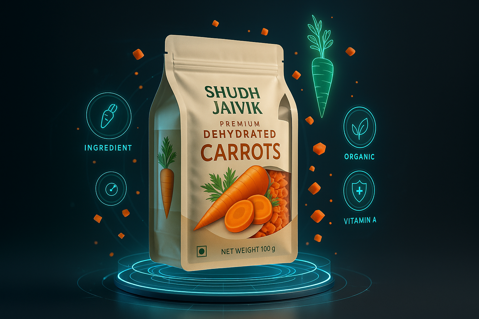 Creative 3D Model of Dehydrated Carrots