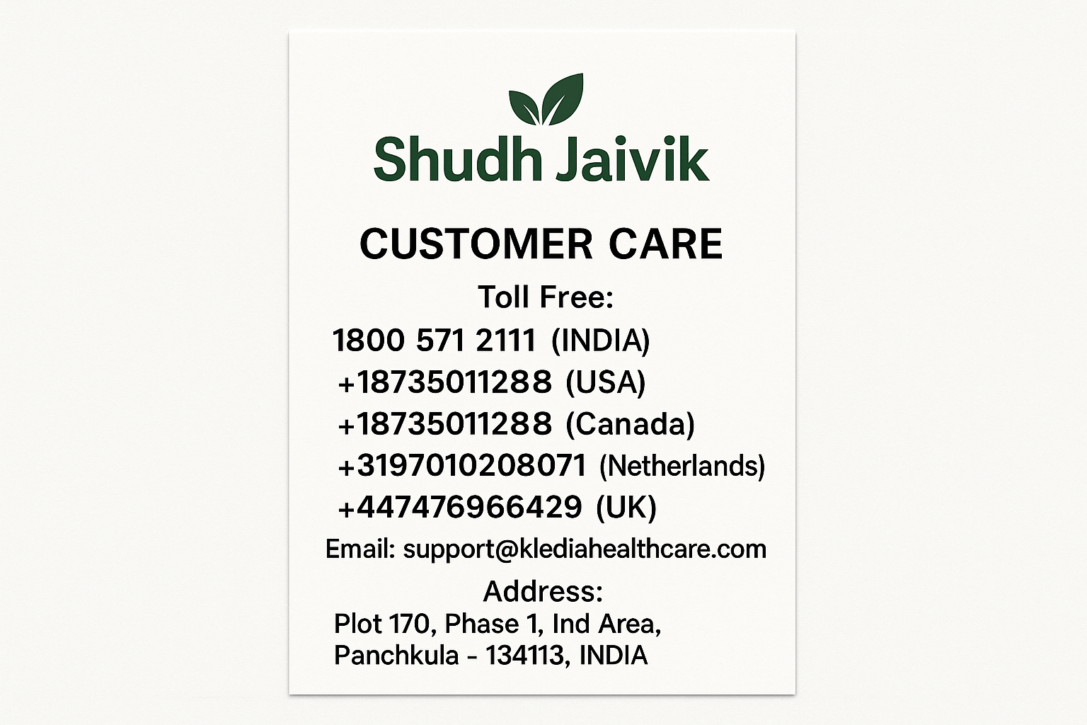 Customer care contact details