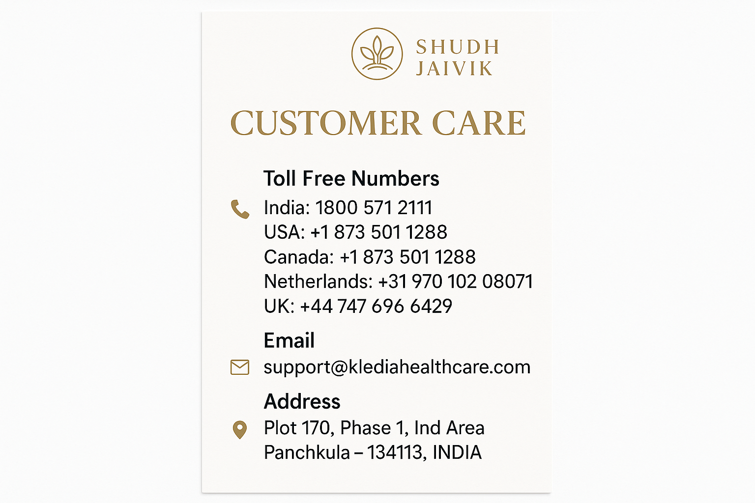 Customer Care Contact Information
