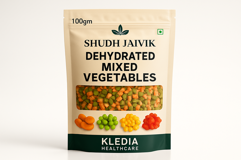 Dehydrated Mixed Vegetables with 100gm label