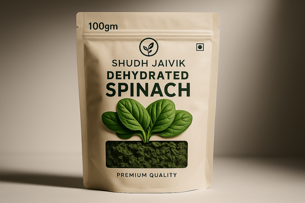 Dehydrated Spinach with 100gm label