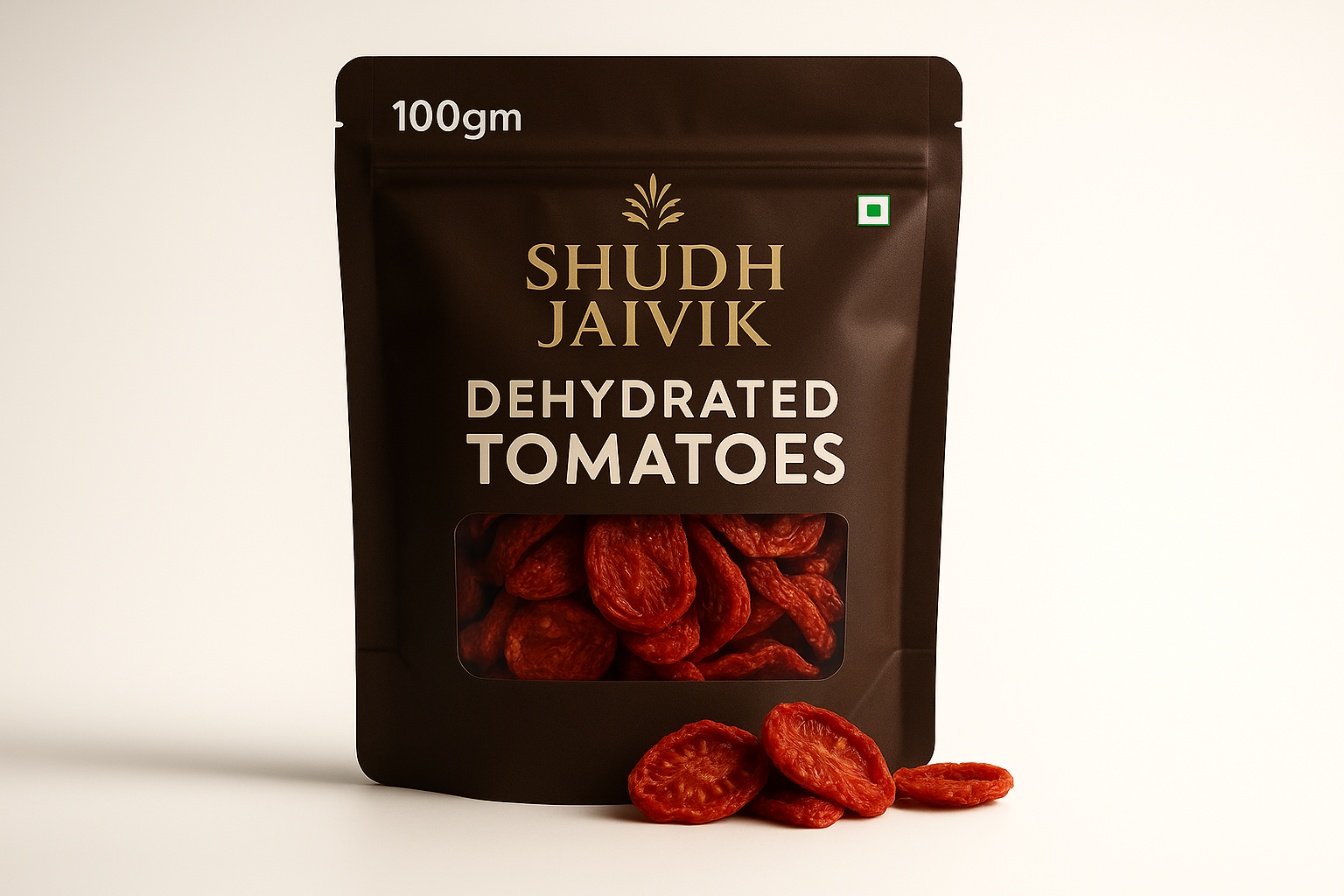 Dehydrated Tomatoes with 100gm label
