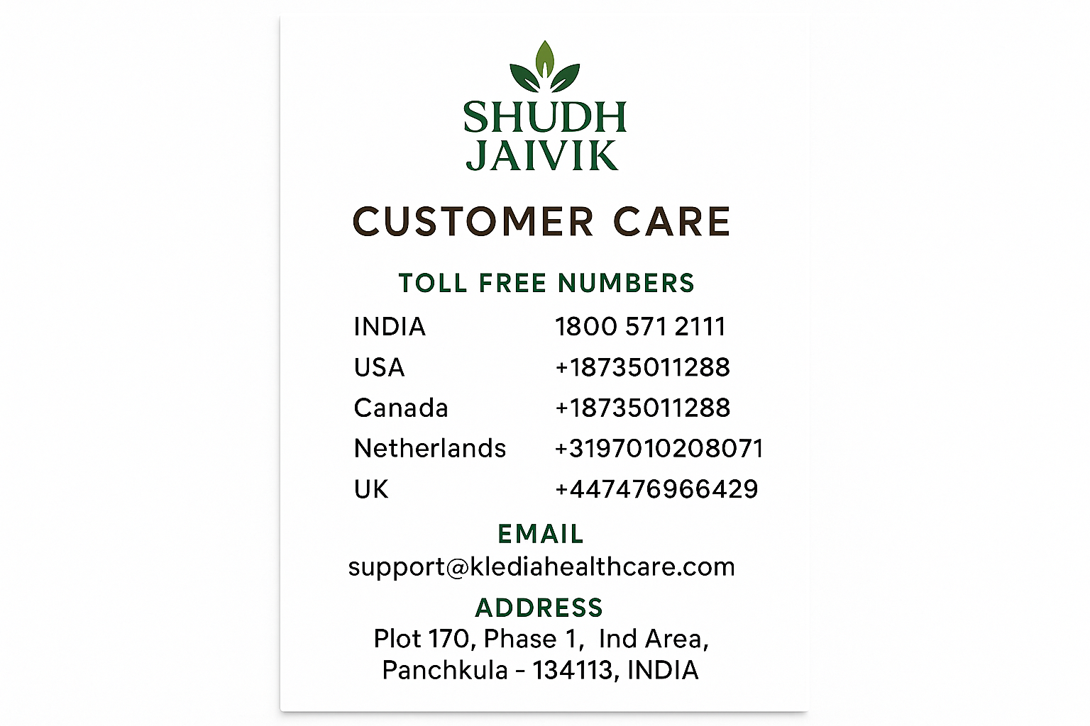 Customer Care Contact Information