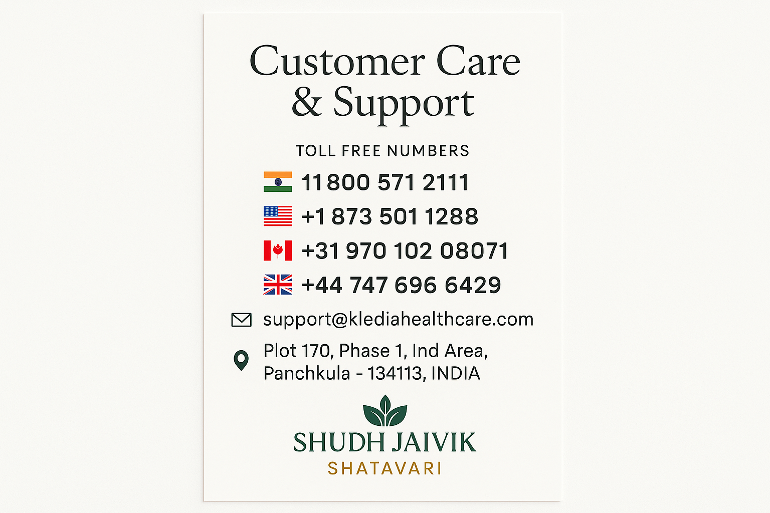 Customer Care Contact Information