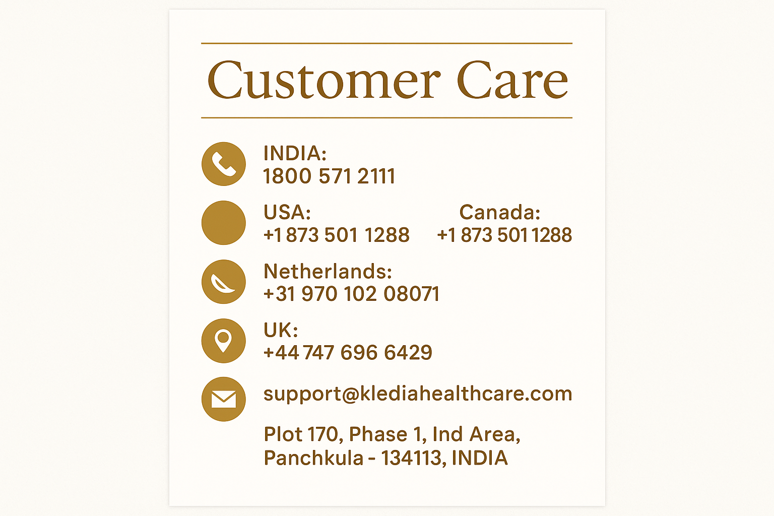 Customer Care Information