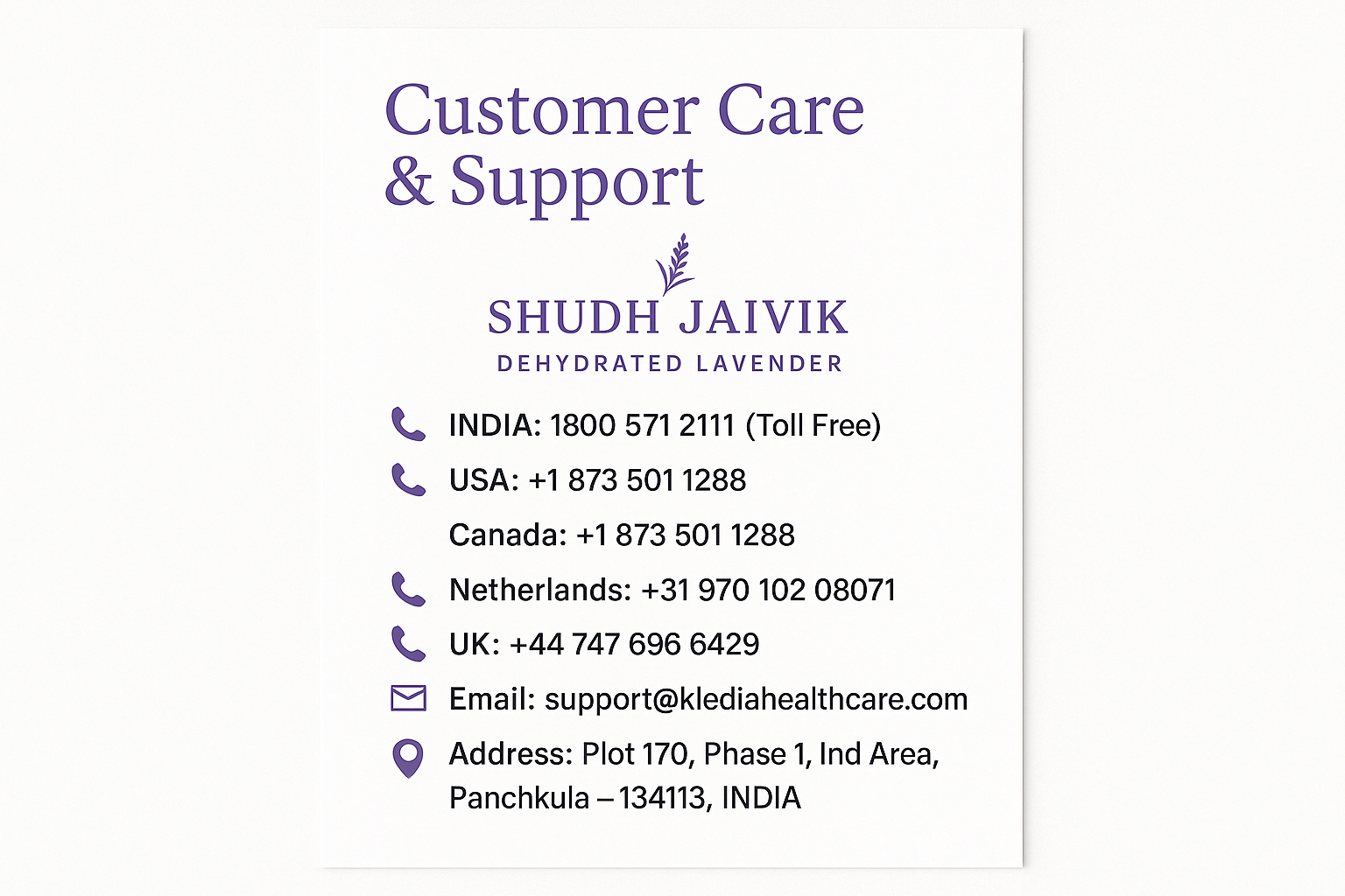 Customer Care Information