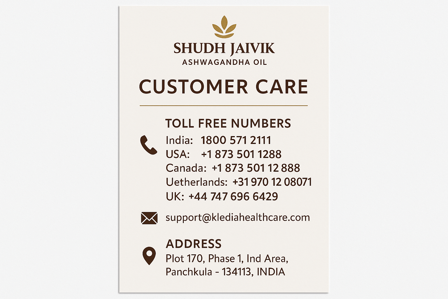 Ashwagandha Oil - Customer Care