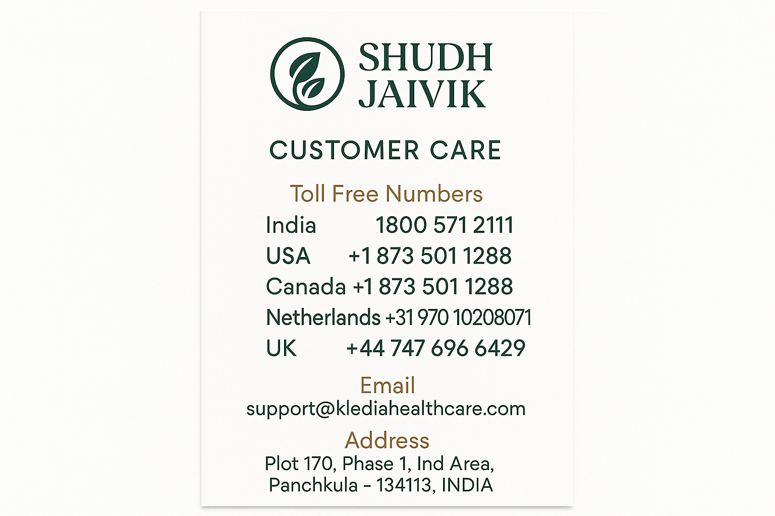Customer Care Contact Information