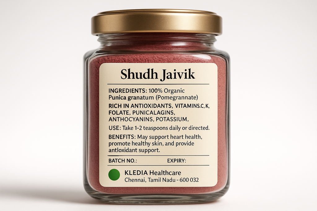 Shudh Jaivik Pomegranate - Back Label Ingredients