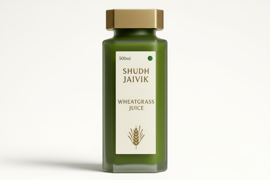 Shudh Jaivik Wheatgrass Juice - 45° Angle View