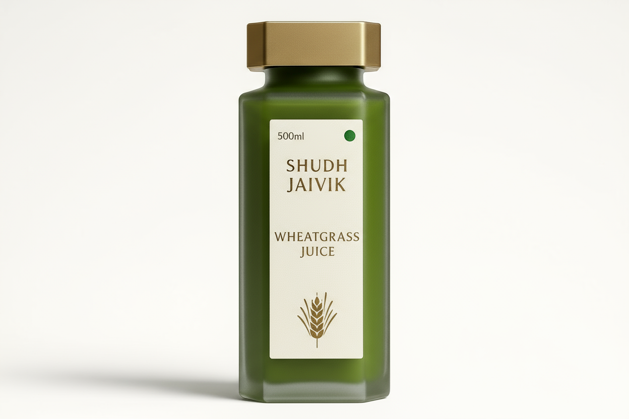Shudh Jaivik Wheatgrass Juice - 45° Angle View