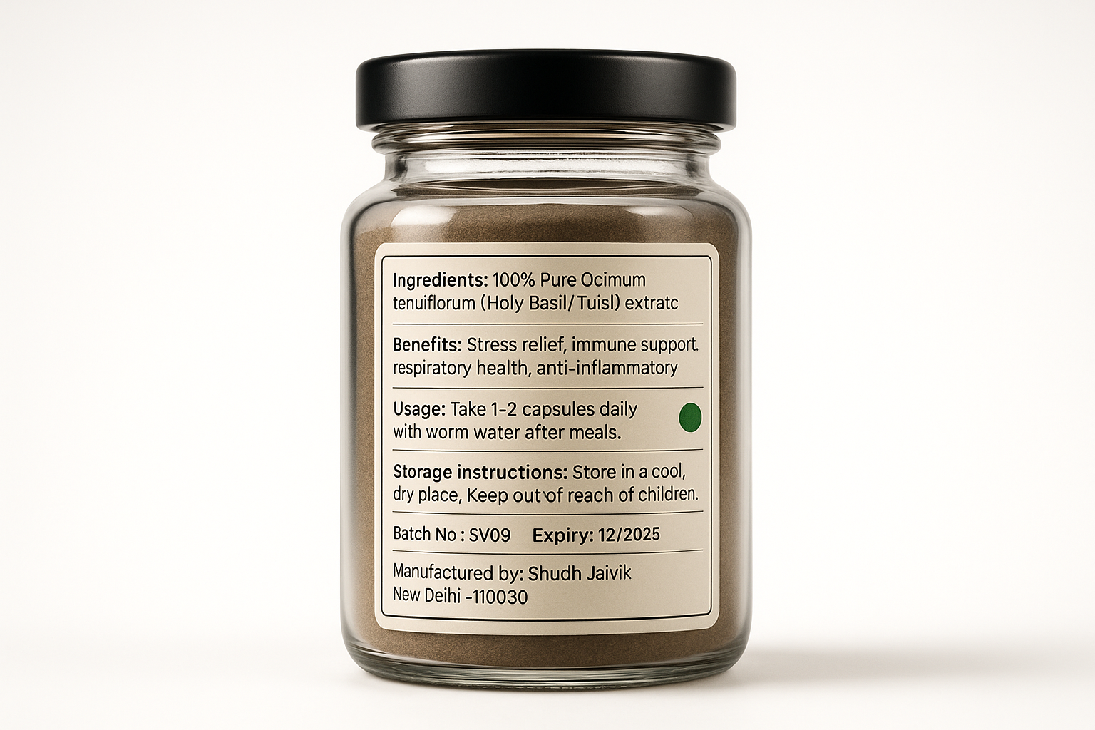 Shudh Jaivik Holy Basil - Back Label