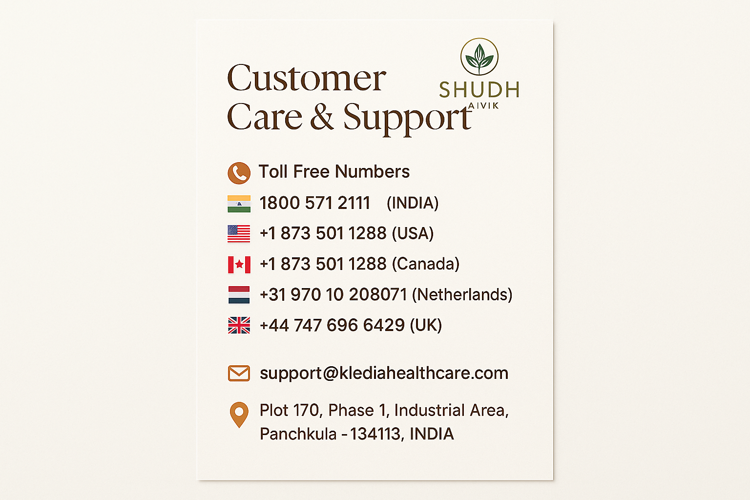 Customer Care Contact Information