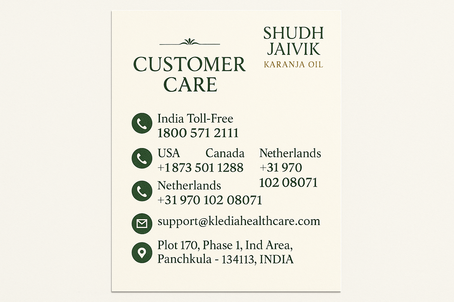 Customer Care Contact Information