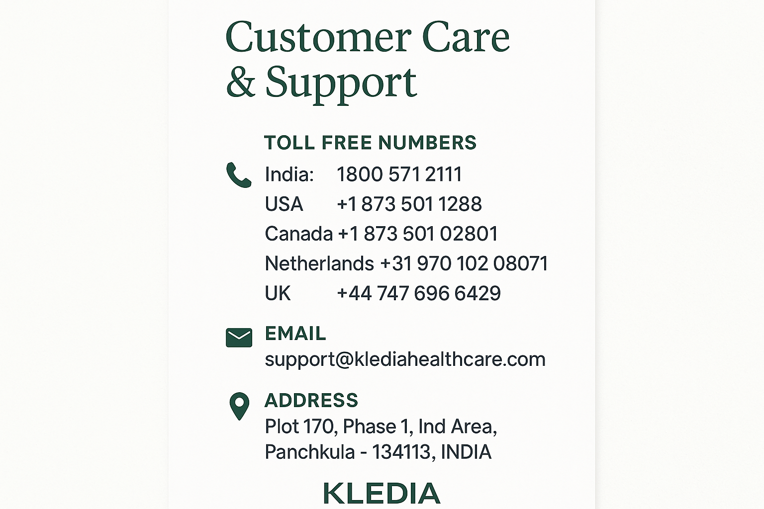 Customer Care Information