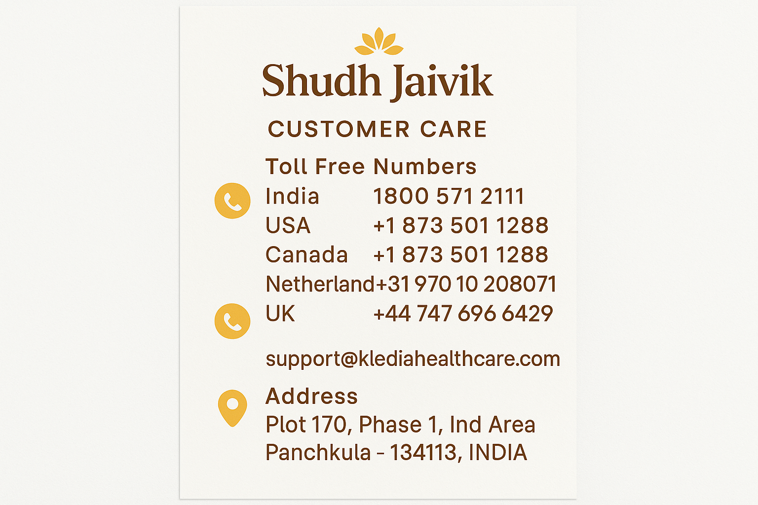 Customer Care Contact Information