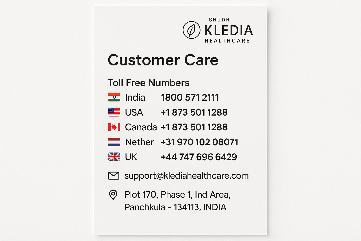 Customer Care Contact Information