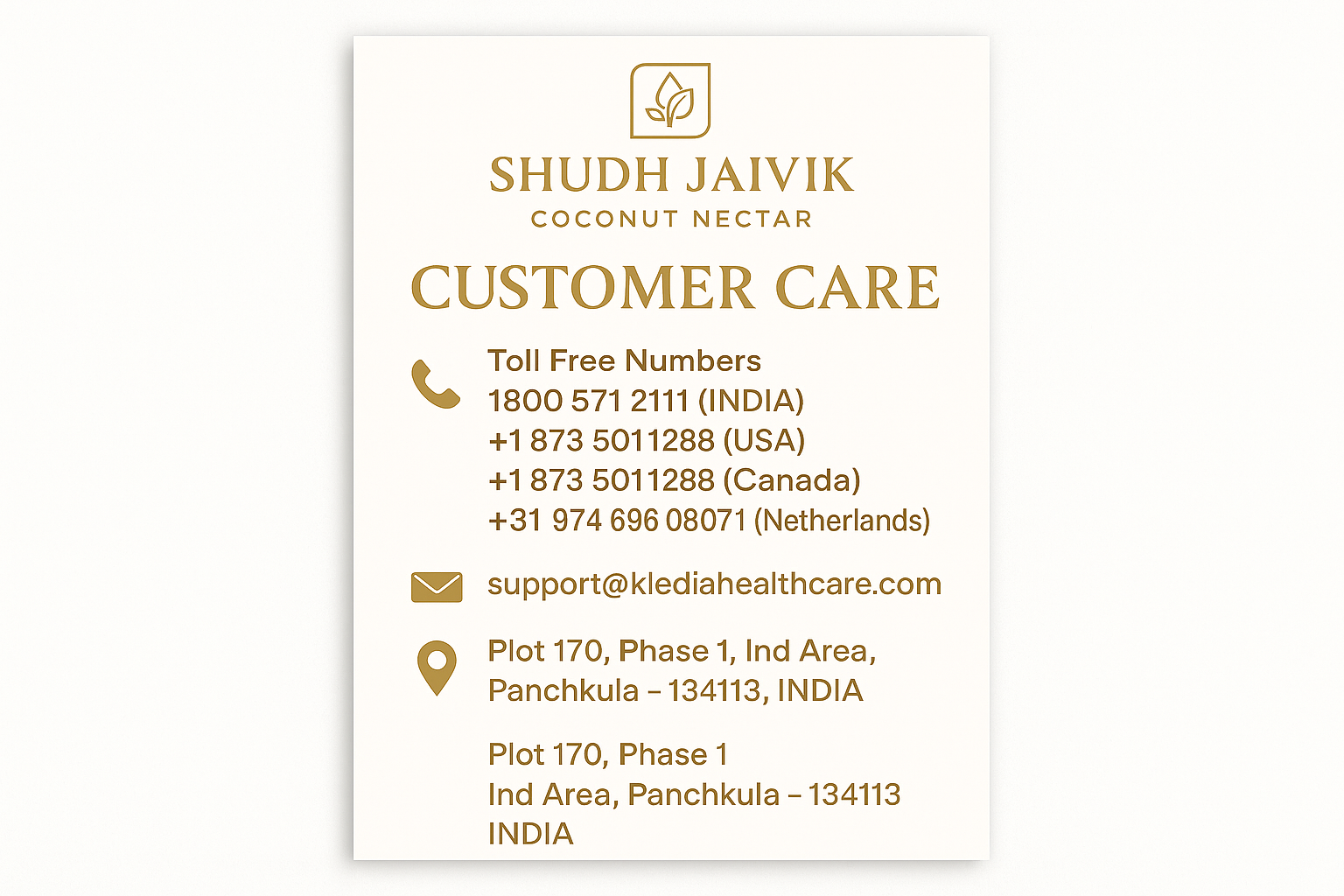 Customer Care Contact Information
