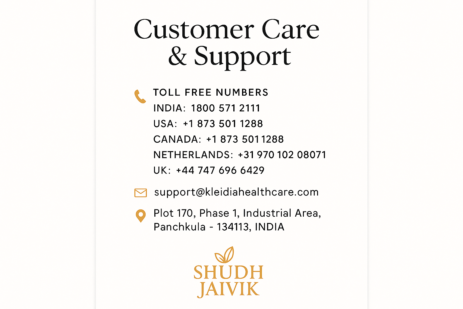 Customer Care Contact Information