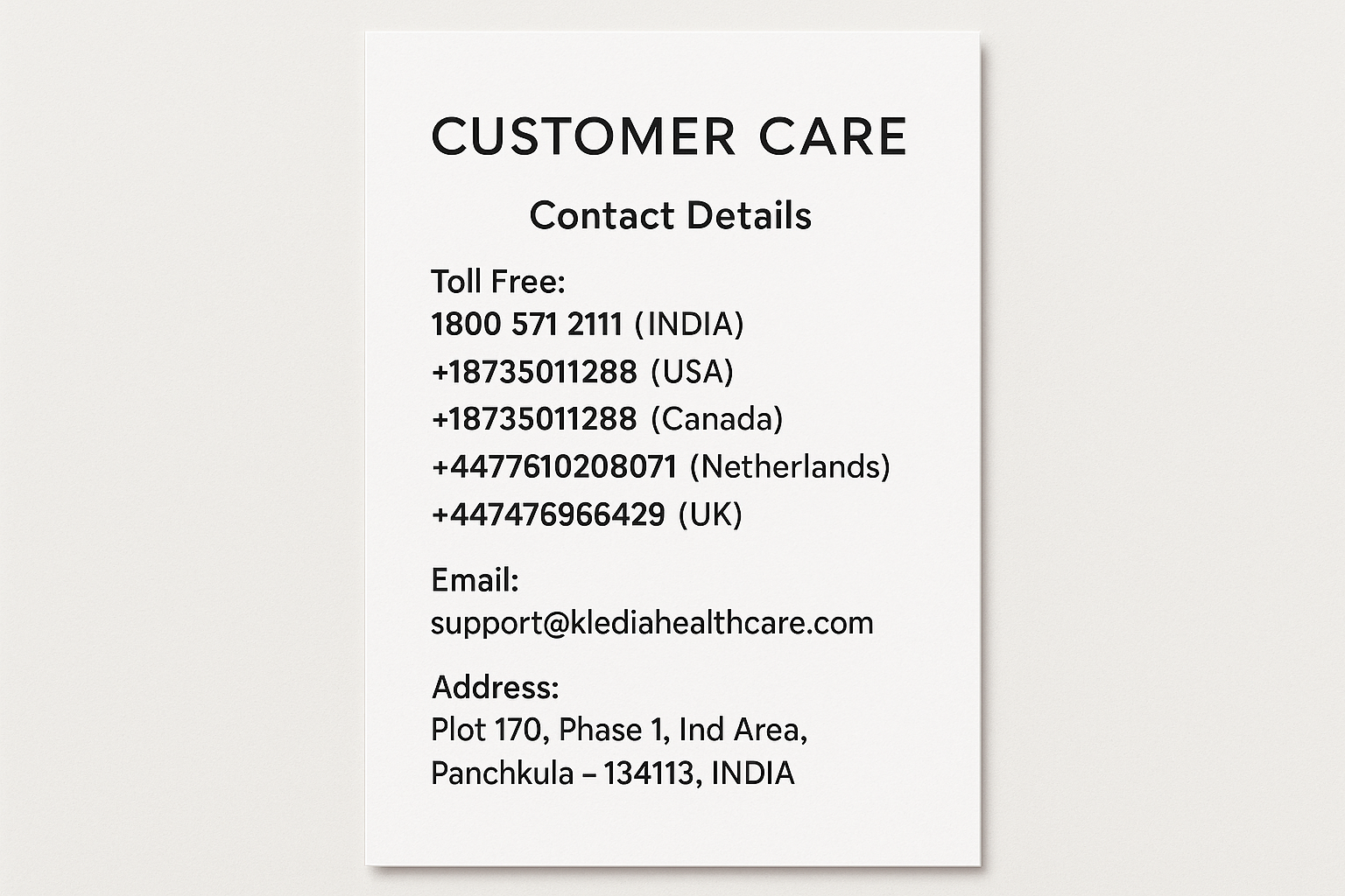 KLEDIA Healthcare - Customer Care