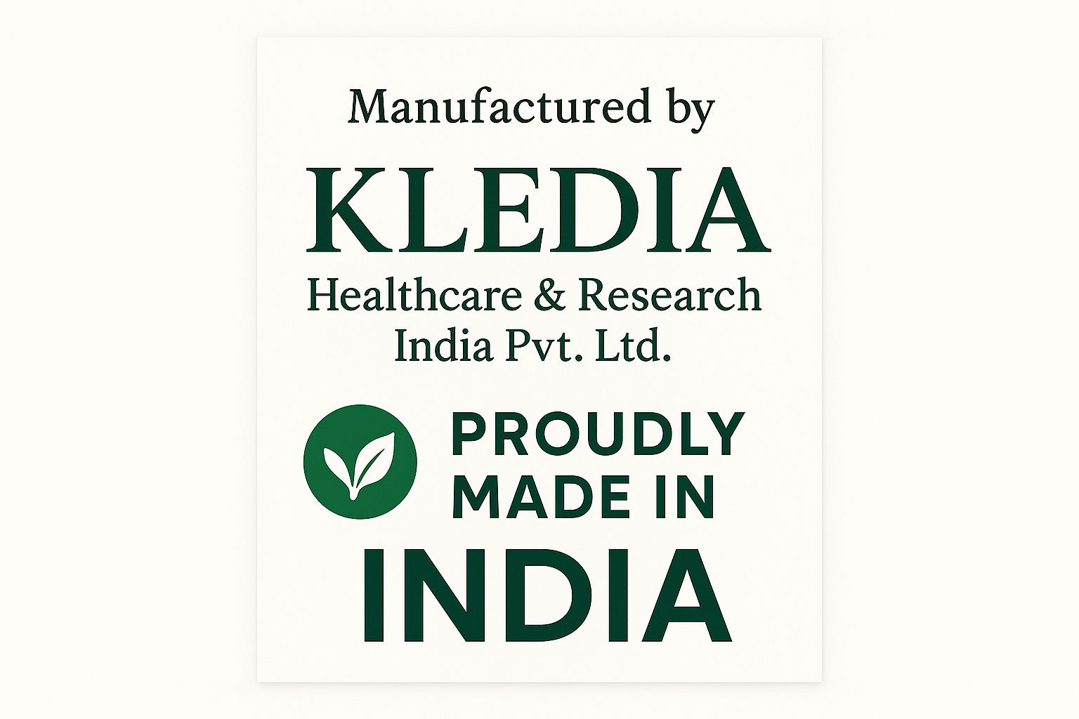 KLEDIA Healthcare manufacturer information with Made in India