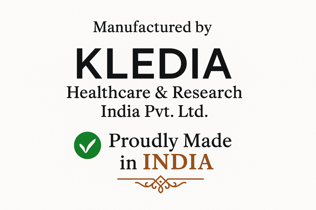 KLEDIA Healthcare & Research India Pvt. Ltd. manufacturing credentials with Proudly Made in INDIA