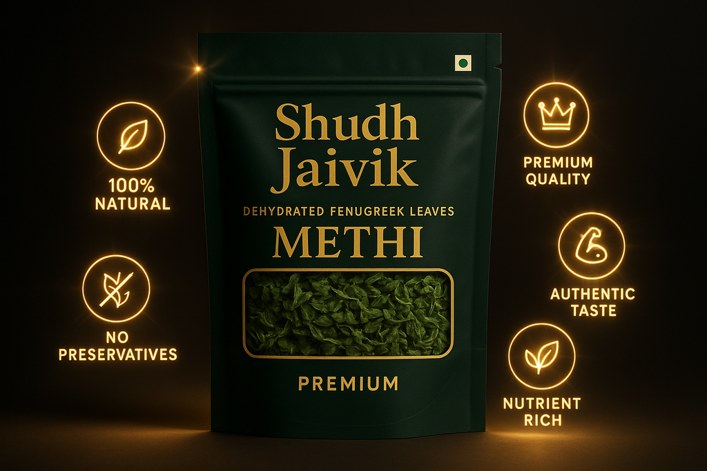 Product with glowing trust badges and floating icons