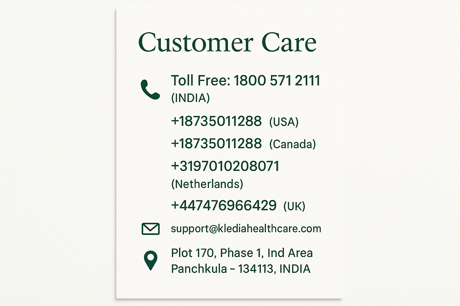 Professional customer care contact information
