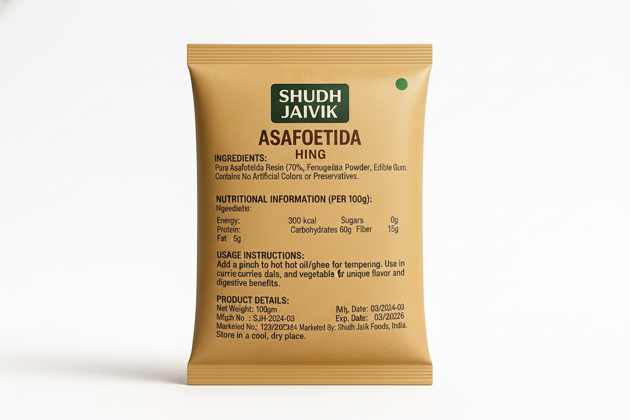 Shudh Jaivik Asafoetida - Back Label