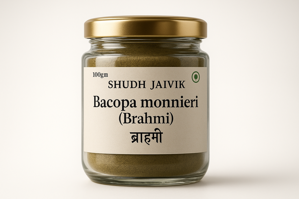 Shudh Jaivik Bacopa monnieri (Brahmi) - Premium Glass Jar Packaging