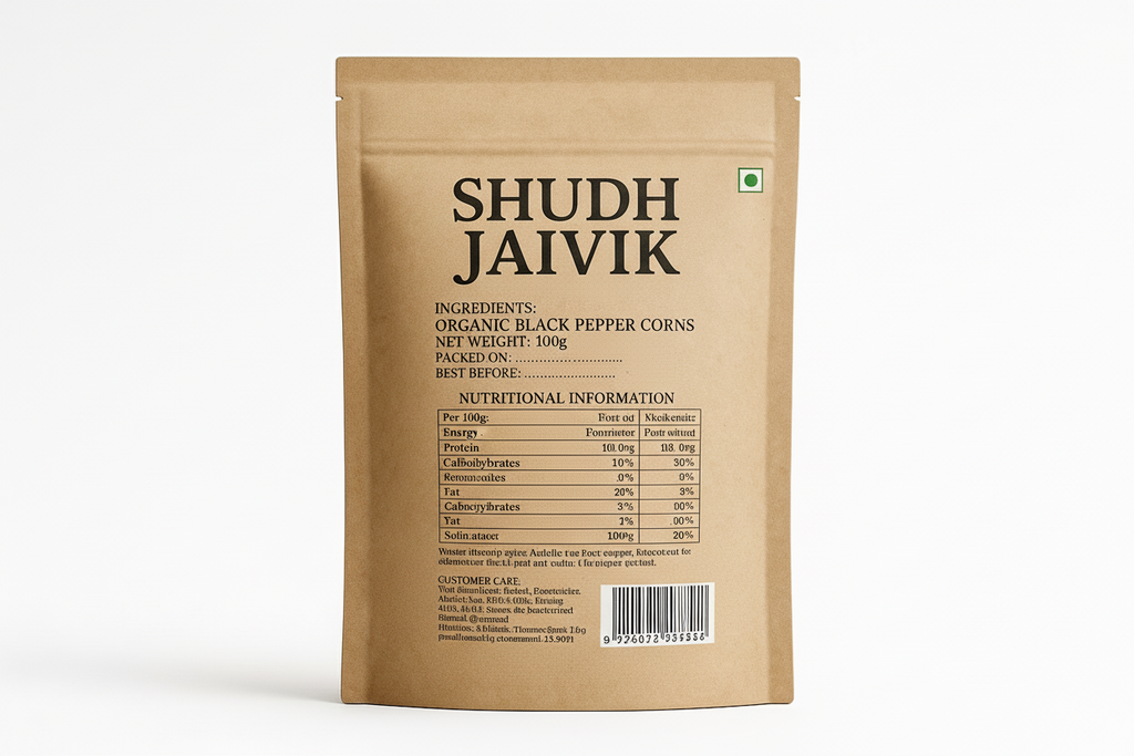 Shudh Jaivik Black Pepper - Back Label