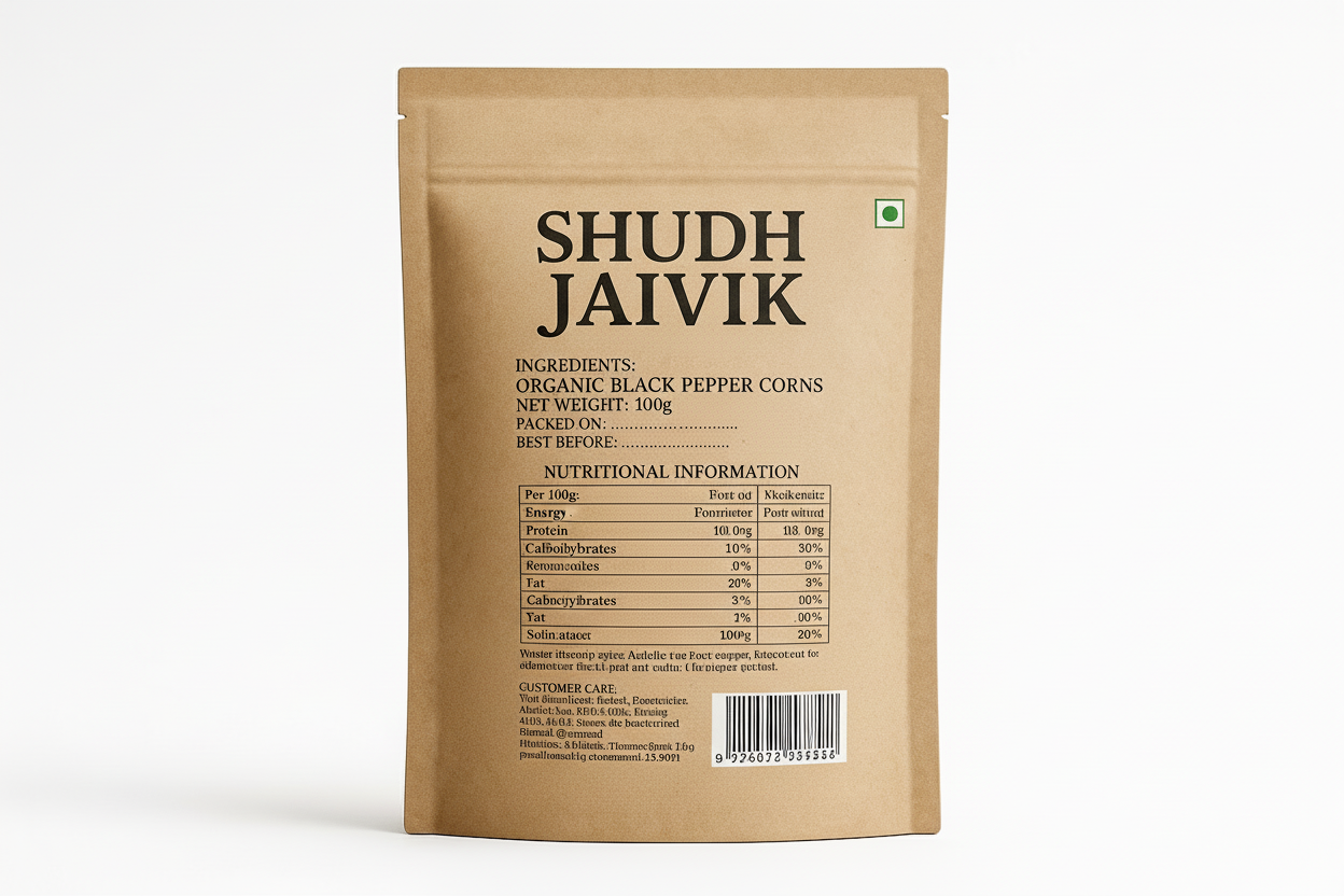 Shudh Jaivik Black Pepper - Back Label