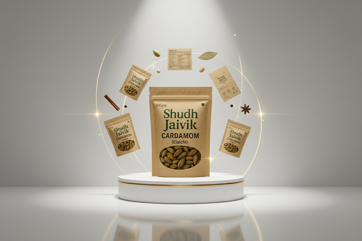 Shudh Jaivik Cardamom 3D Showcase Display