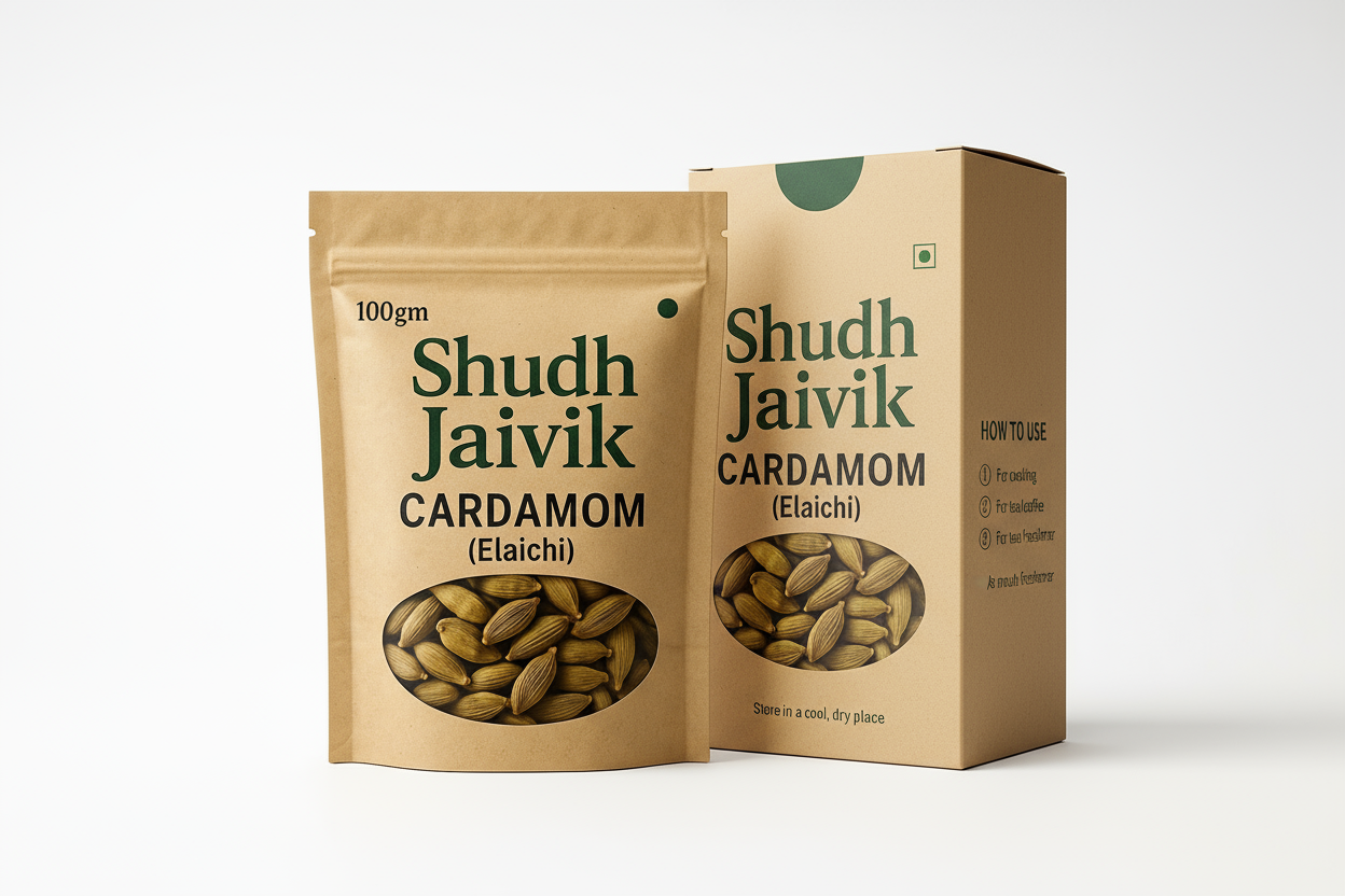 Shudh Jaivik Cardamom with Packaging Box