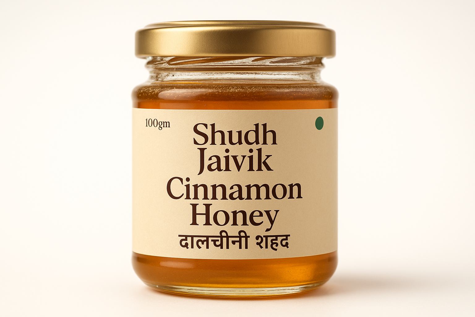 Shudh Jaivik Cinnamon Honey - Premium Glass Jar
