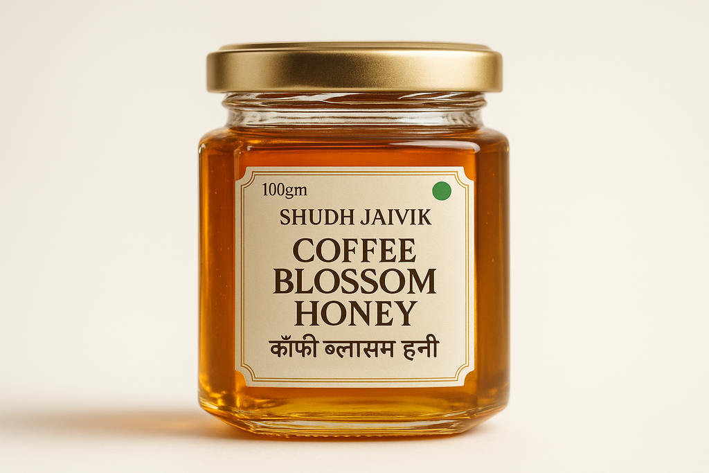 Shudh Jaivik Coffee Blossom Honey - Premium Glass Jar Packaging