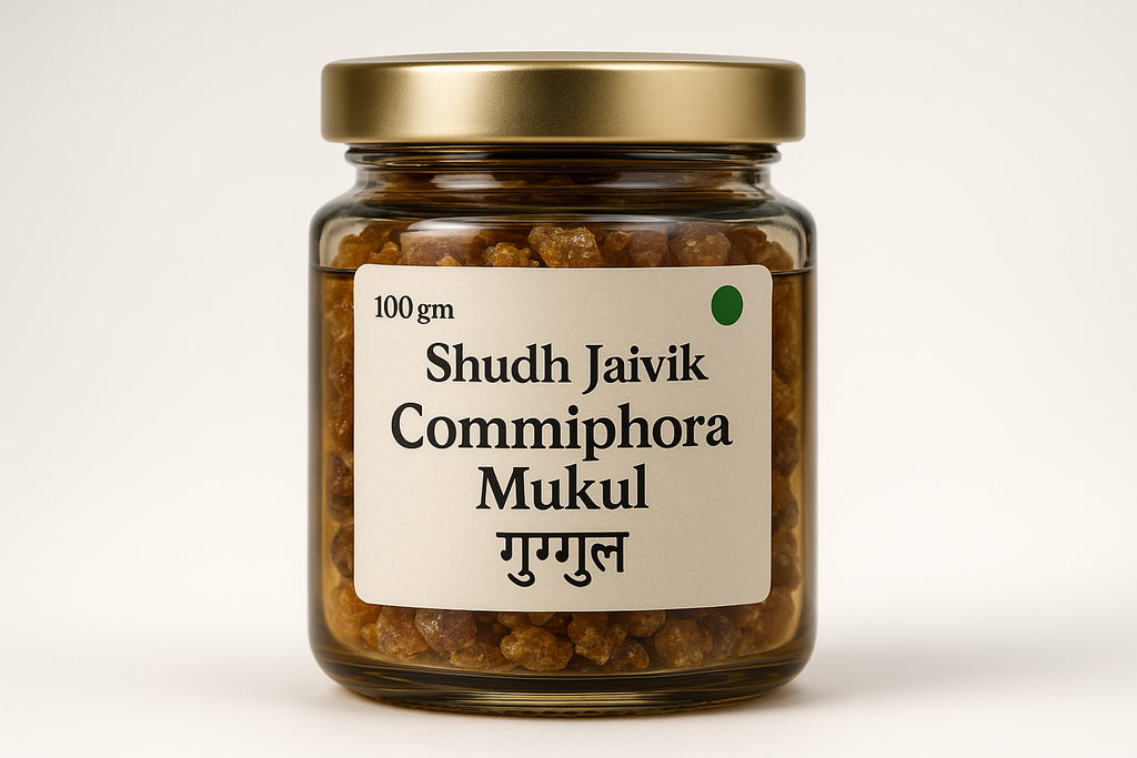 Shudh Jaivik Commiphora Mukul - Premium Glass Jar Product Photo