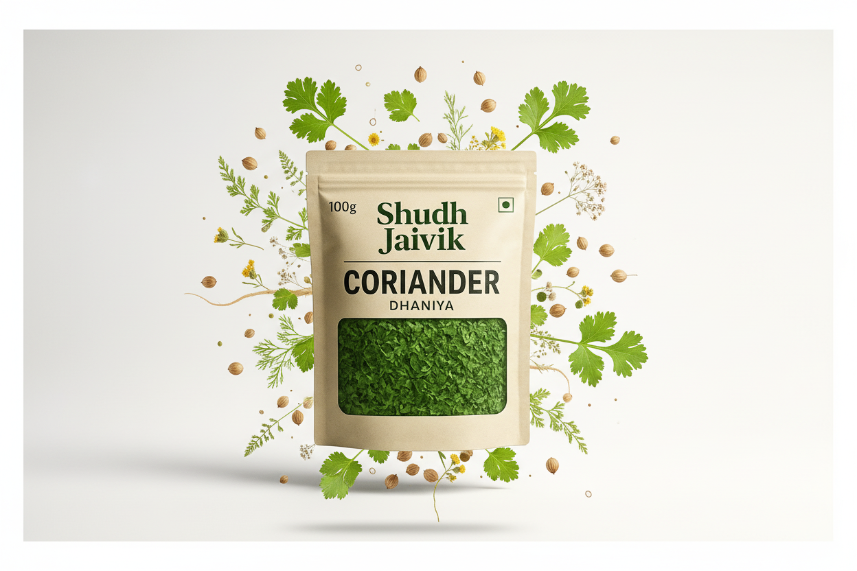 Shudh Jaivik Coriander with Ingredients