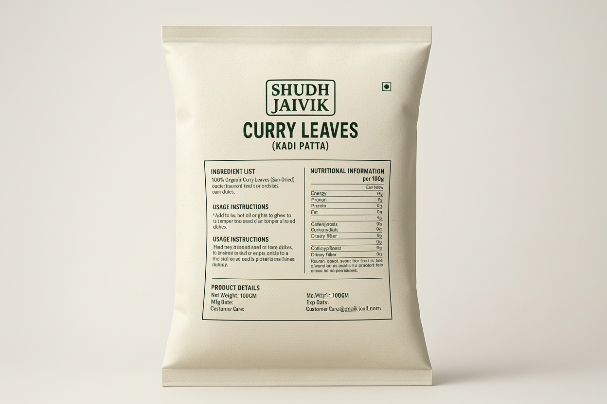 Shudh Jaivik Curry Leaves Back Label